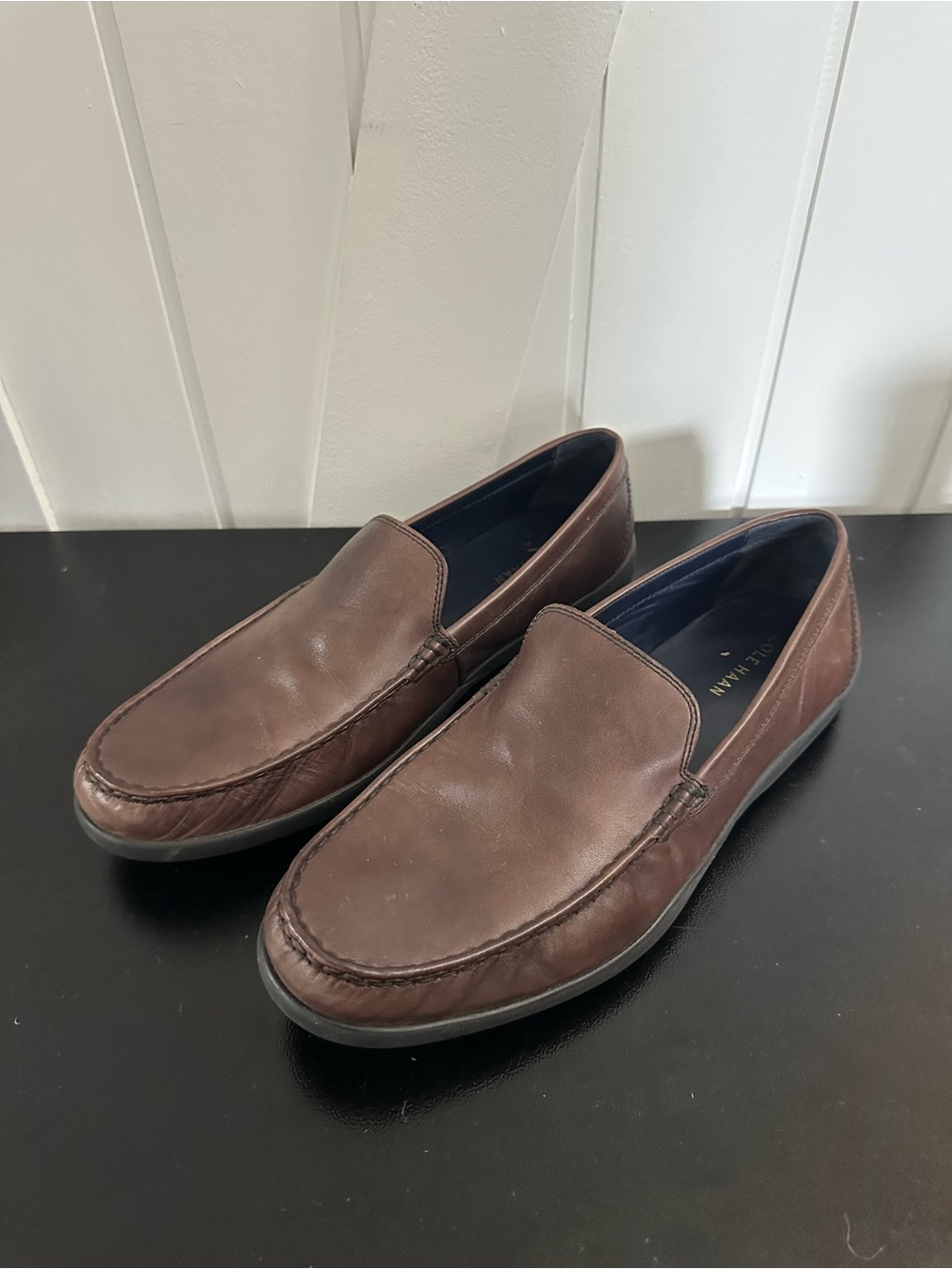 Cole Haan Brown Leather Slip-On Loafers - Classic Moccasin Style - Size 12 M